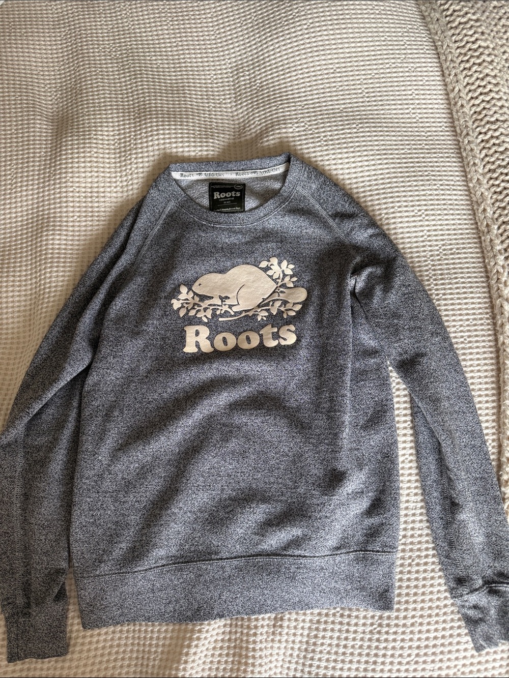 Roots Women’s Heather Gray Crewneck with Cream Logo